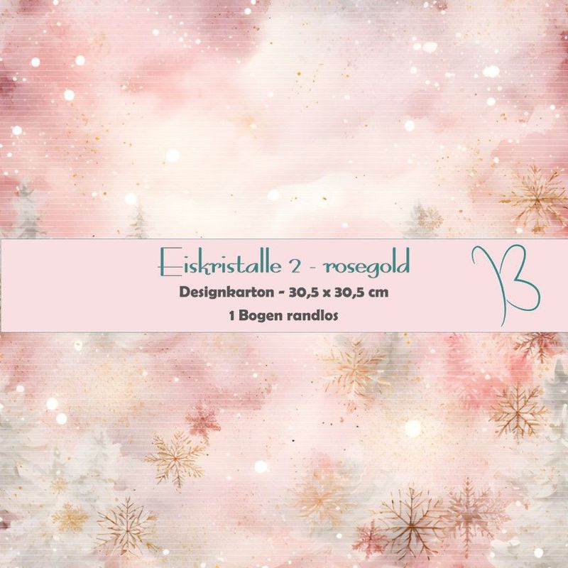 Eiskristalle 2 - rosegold - Designkarton - 30,5 x 30,5 cm - randlos - 1 Bogen