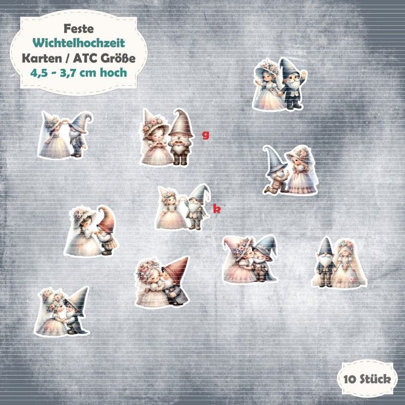 Wichtelhochzeit - 300g - Karte / ATC Größe - 10 Teile - Die Cuts*