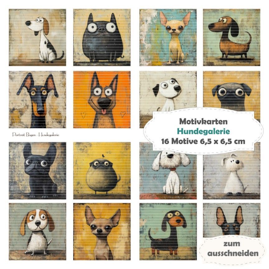 Hundegalerie - Motivkarten - 12 Inch - mit 16 Motiven