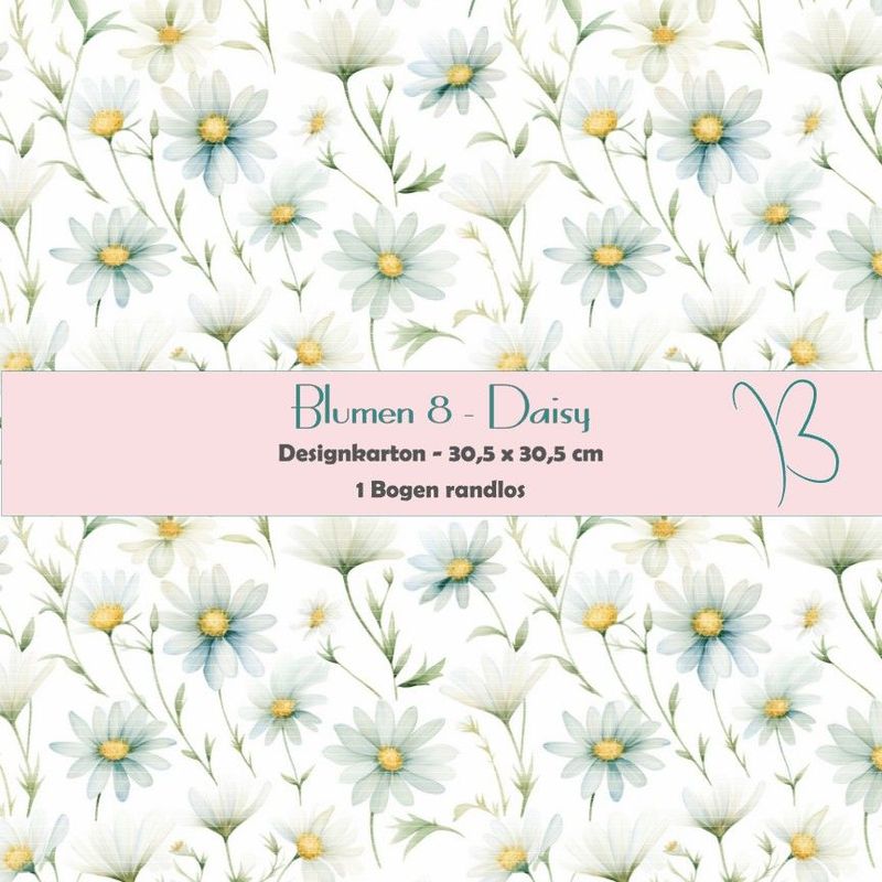 Blumen 8 - Daisy - Gänseblumen - Designkarton - 30,5 x 30,5 cm - randlos - 1 Bogen