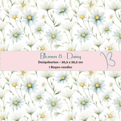 Blumen 8 - Daisy - Gänseblumen - Designkarton - 30,5 x 30,5 cm - randlos - 1 Bogen Blumen 8 - Daisy - Gänseblumen - Designkarton - 30,5 x 30,5 cm - randlos - 1 Bogen