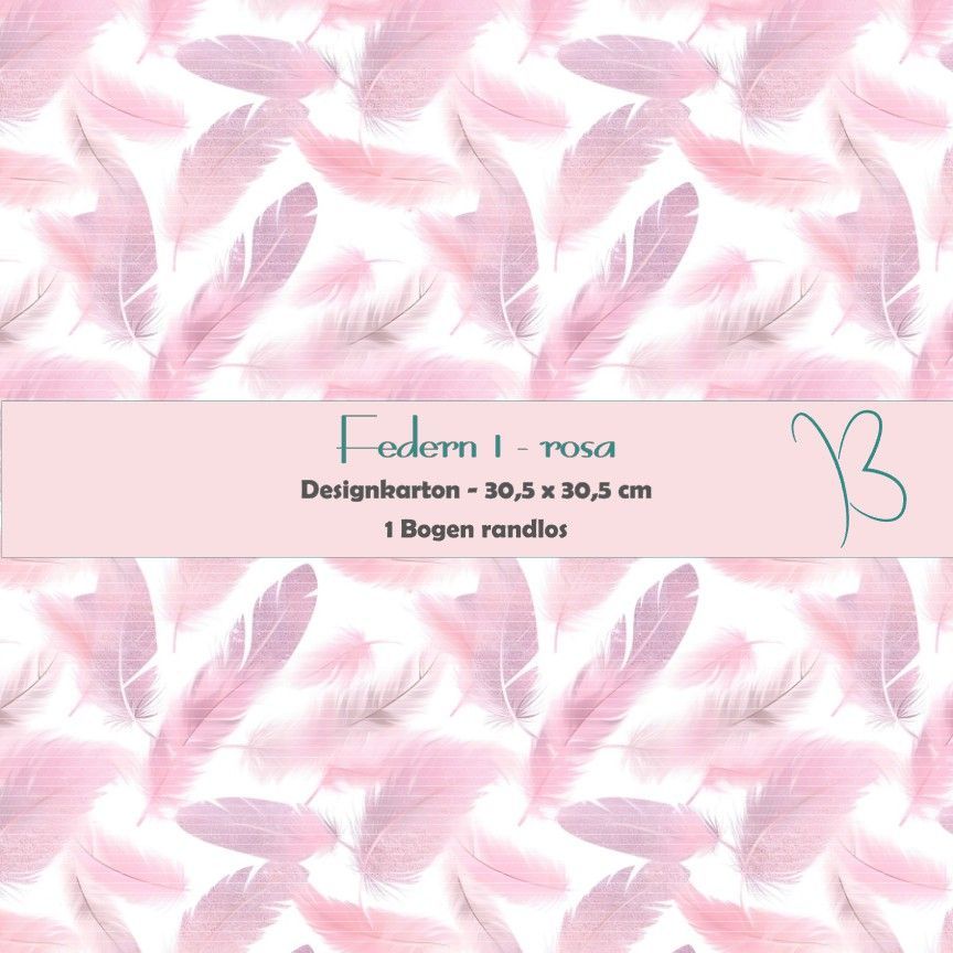 Federn 1 - rosa - Designkarton - 30,5 x 30,5 cm - randlos - 1 Bogen