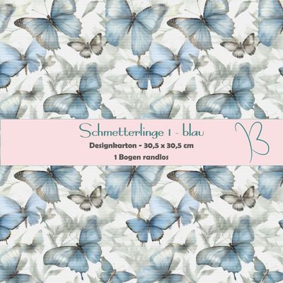 Schmetterlinge 1 - blau - Designkarton - 30,5 x 30,5 cm - randlos - 1 Bogen Schmetterlinge 1 - blau - Designkarton - 30,5 x 30,5 cm - randlos - 1 Bogen
