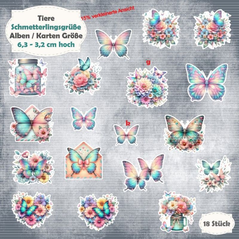 Schmetterlingsgrüße - 210g - Alben / Karten Größe - 18 Stanzteile - Die Cut Schmetterlingsgrüße - 210g - Alben / Karten Größe - 18 Stanzteile - Die Cut