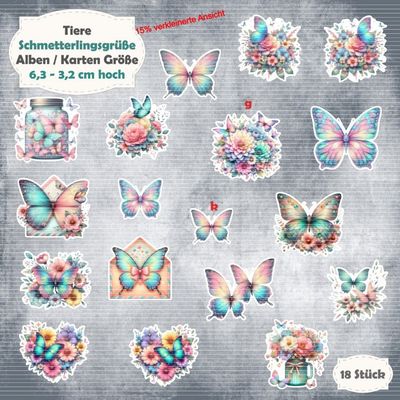 Schmetterlingsgrüße - 210g - Alben / Karten Größe - 18 Stanzteile - Die Cut