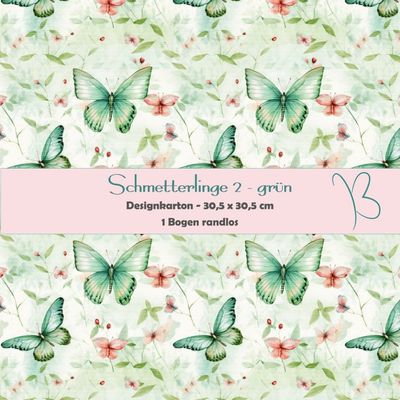 Schmetterlinge 2 - grün - Designkarton - 30,5 x 30,5 cm - randlos - 1 Bogen Schmetterlinge 2 - grün - Designkarton - 30,5 x 30,5 cm - randlos - 1 Bogen