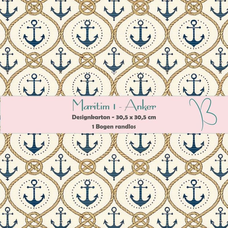 Maritim 1 - Anker - Designkarton - 30,5 x 30,5 cm - randlos - 1 Bogen