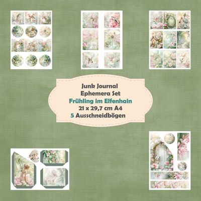 Frühling im Elfenhain - Ephemera Set - Ausschneidebögen - Junk Journal - A4 - 5 Seiten Frühling im Elfenhain - Ephemera Set - Ausschneidebögen - Junk Journal - A4 - 5 Seiten