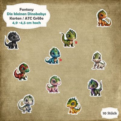 Die kleinen Dinobabys - 300g - Karten /  ATC Größe - 10 Stanzteile - Die Cut*