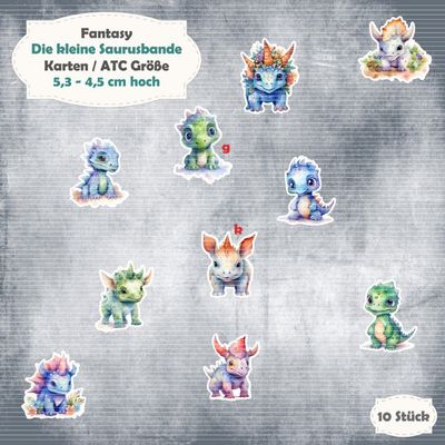 Die kleine Saurusbande - 300g- Karten /  ATC Größe - 10 Stanzteile - Die Cut*