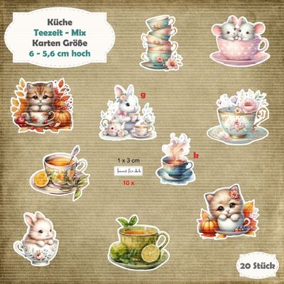 Teezeit - Mix - 300g - Karten - Größe - 20 Stanzteile - Die Cut*