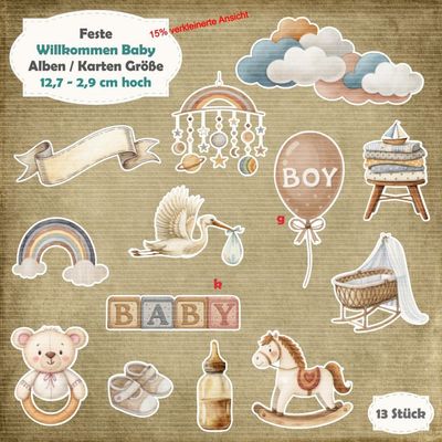Willkommen Baby - 210g - Alben / Karten Größe - 13 Stanzteile - Die Cut*