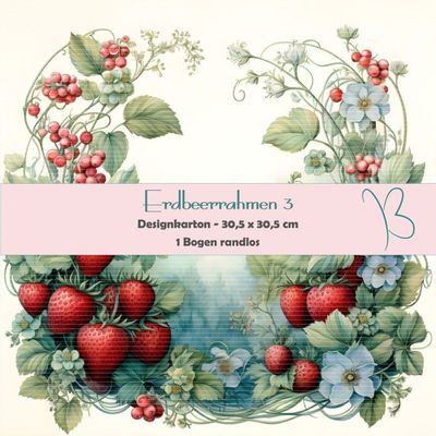 Erdbeerrahmen 3 - Designkarton - 30,5 x 30,5 cm - randlos - 1 Bogen*
