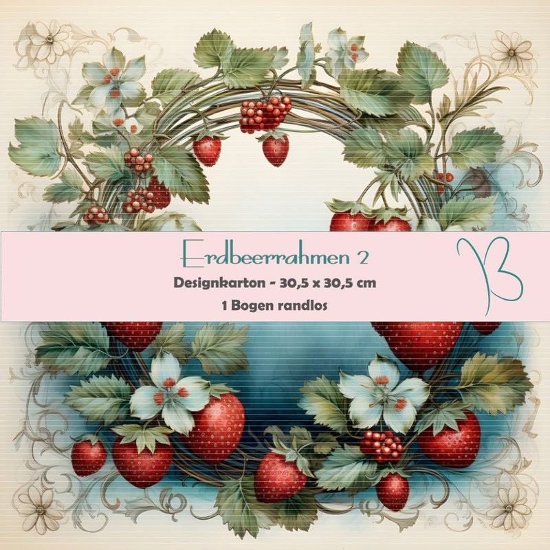 Erdbeerrahmen 2 - Designkarton - 30,5 x 30,5 cm - randlos - 1 Bogen*