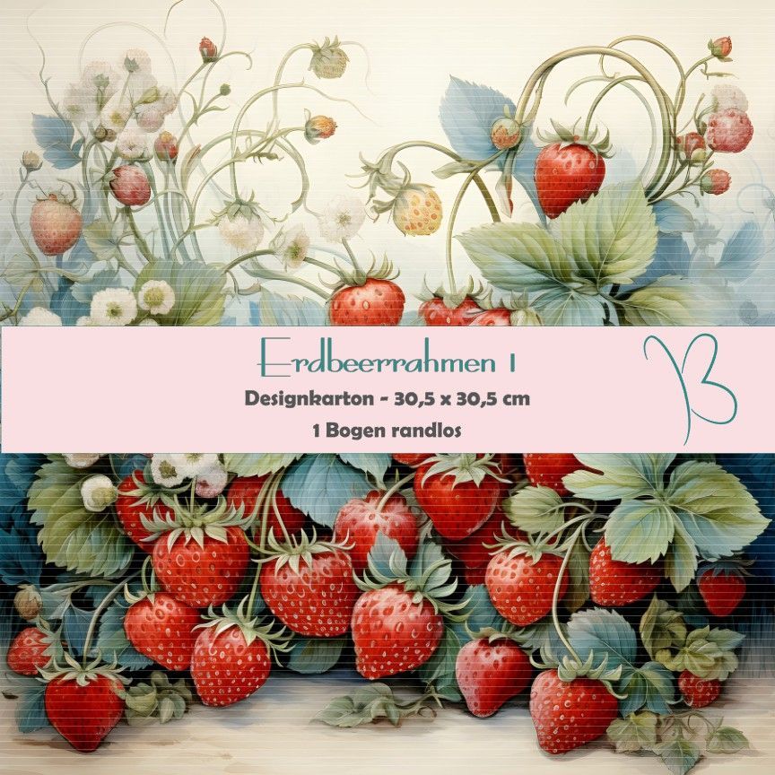 Erdbeerrahmen 1 - Designkarton - 30,5 x 30,5 cm - randlos - 1 Bogen*