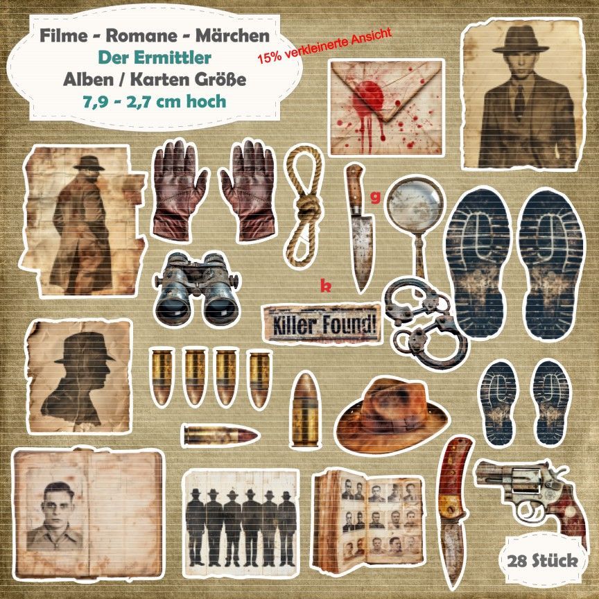 Der Ermittler - 210g - Alben - Karten / ATC - Größe - 28 Stanzteile - Die Cut