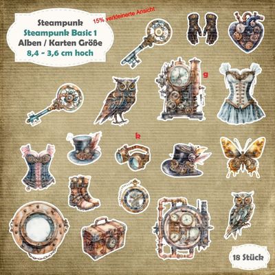 Steampunk Basic 1 - 210g - Album / Karten Größe - 18 Teile - Die Cuts