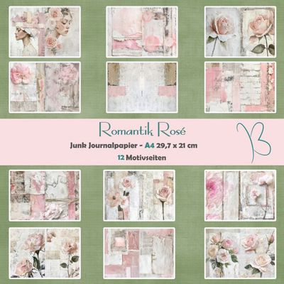 Romantik Rosé - A4 - Junk Journal Seiten - quer - 12 Seiten Romantik Rosé - A4 - Junk Journal Seiten - quer - 12 Seiten