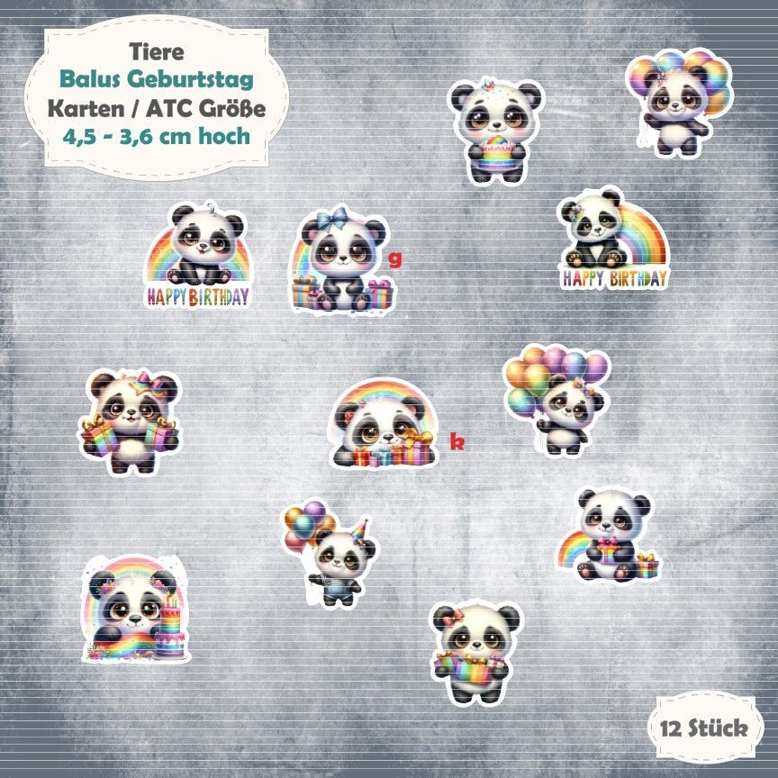 Balus Geburtstag - 300g - Karte / ATC Größe - 12 Teile - Die Cuts