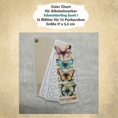 Schmetterling bunt 1 - Color Chart für Alkoholmarker - mit 72 Farbfelder