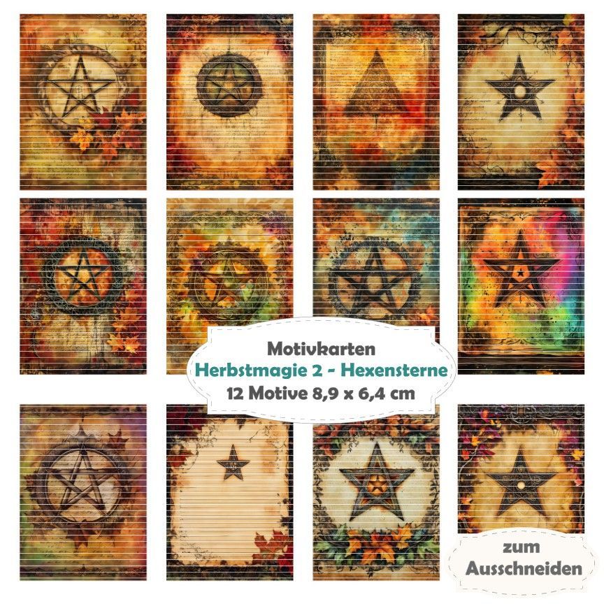Herbstmagie 2 - Hexensterne - Motivkarten - 12 Inch - mit 12 Motiven