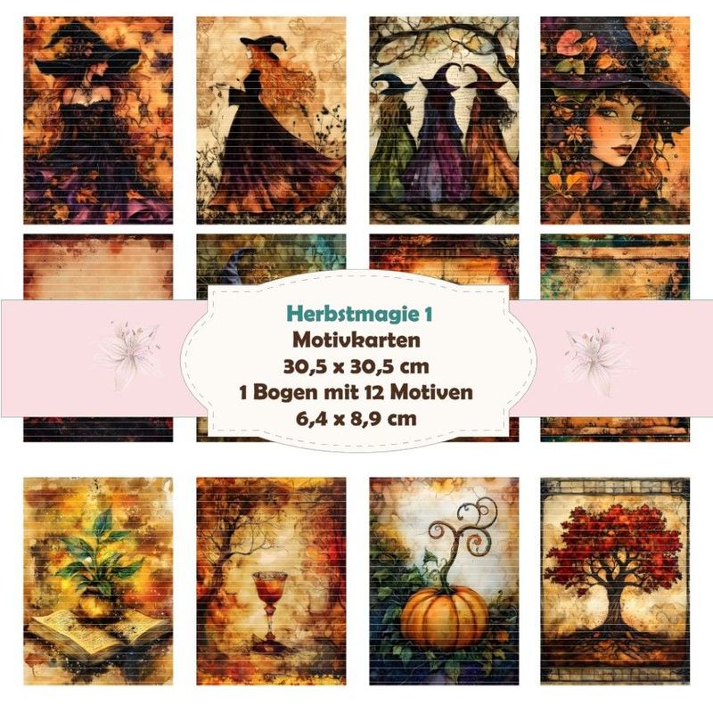 Herbstmagie 1 - Motivkarten - 6,4 x 8,9 cm - 12 Motive - 1 Bogen