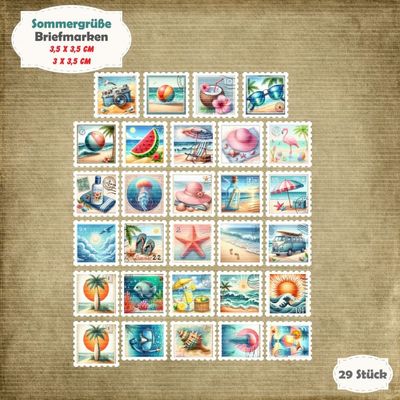 Sommergrüße - Briefmarken - 120g - 29 Teile - Die Cuts*