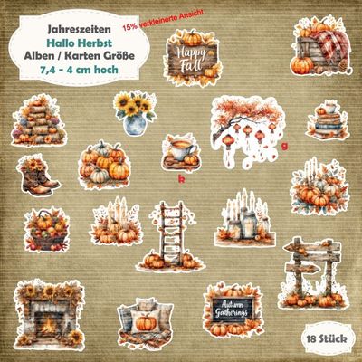 Hallo Herbst - 210g - Album / Karte / ATC Größe - 18 Teile - Die Cuts
