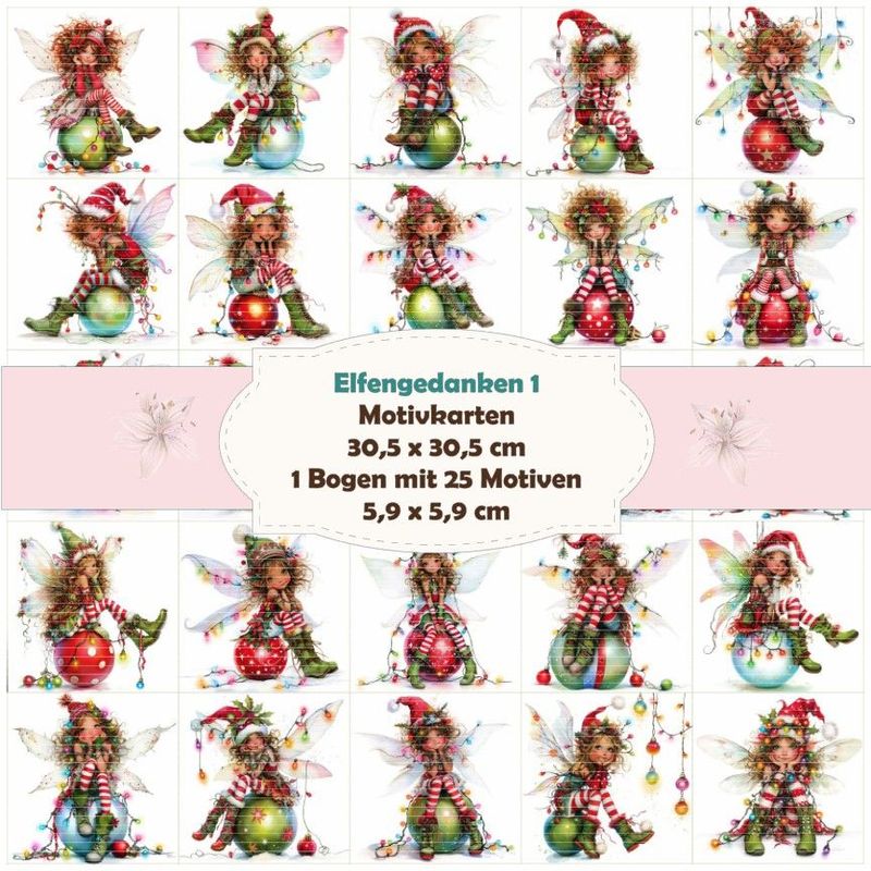 Elfengedanken 1 - Motivkarten - 5,9 x 5,9 cm - 25 Motive - 1 Bogen