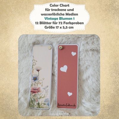 Vintage Blumen 1 - Color Chart für trockene und wasserlösliche Medien - mit 72 Farbfelder