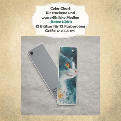 Katze türkis - Color Chart für trockene und wasserlösliche Medien - mit 72 Farbfelder