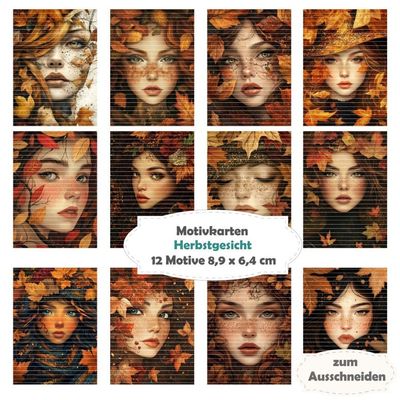 Herbstgesicht - Motivkarten - 12 Inch - mit 12 Motiven