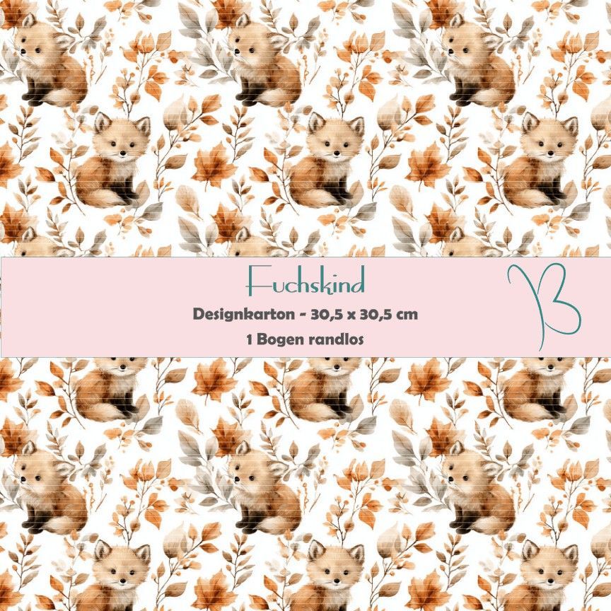 Fuchskind - Designkarton - 30,5 x 30,5 cm - randlos - 1 Bogen