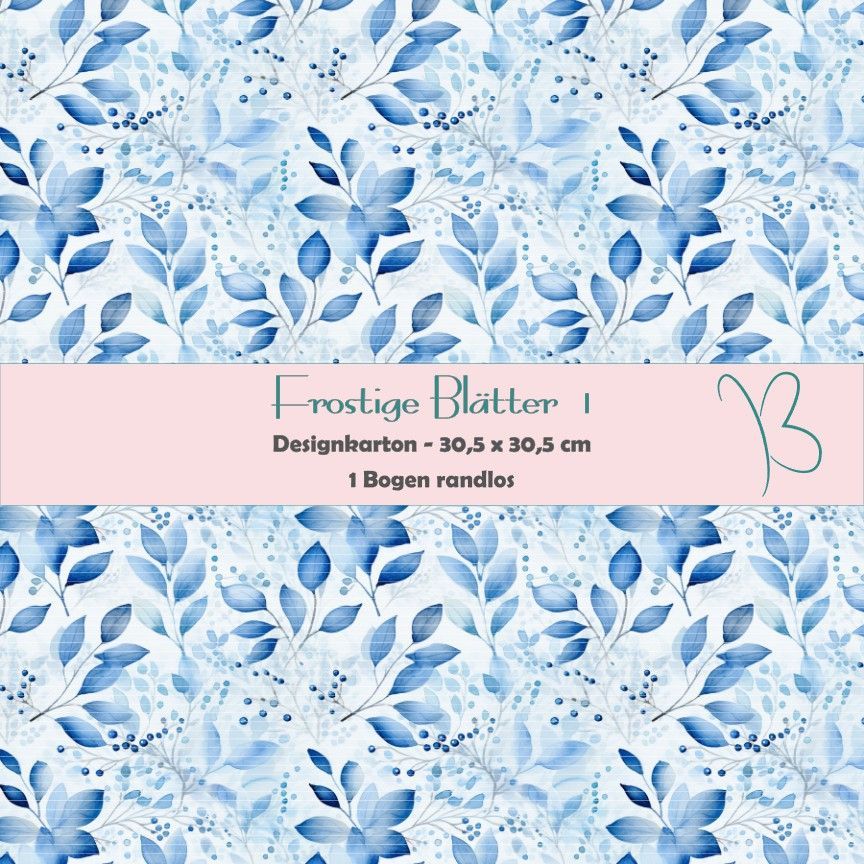 Frostige Blätter 1 - Designkarton - 30,5 x 30,5 cm - randlos - 1 Bogen
