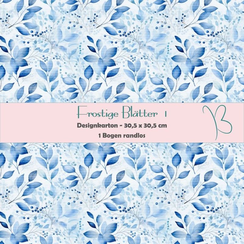 Frostige Blätter 1 - Designkarton - 30,5 x 30,5 cm - randlos - 1 Bogen