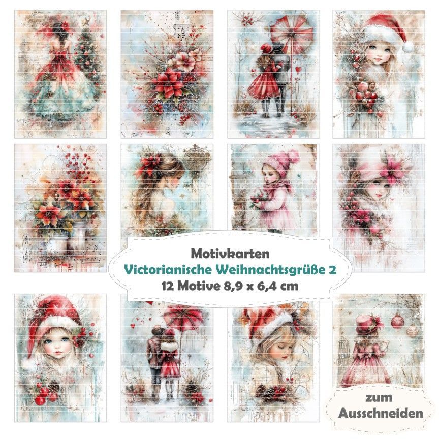 Victorianische Weihnachtsgrüße 2 - Motivkarten - 12 Inch - mit 12 Motiven