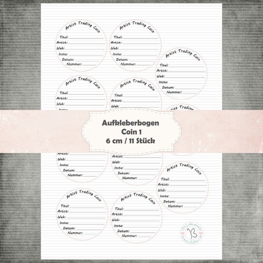 Coin 1 - Coin Aufkleberbogen - A4 Hochformat - 1 Seite mit 11 Stück
