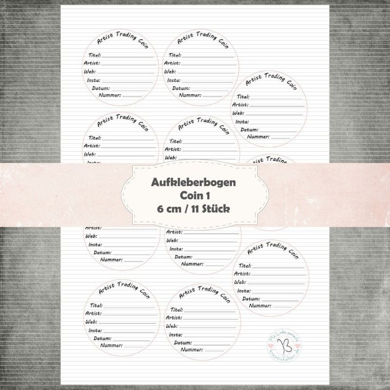 Coin 1 - Coin Aufkleberbogen - A4 Hochformat - 1 Seite mit 11 Stück