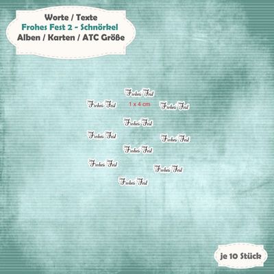 Frohes Fest 2 - Schnörkel - Textschilder - 300g -  Alben / Karten / ATC Größe - 10 Stanzteile - Die Cut*
