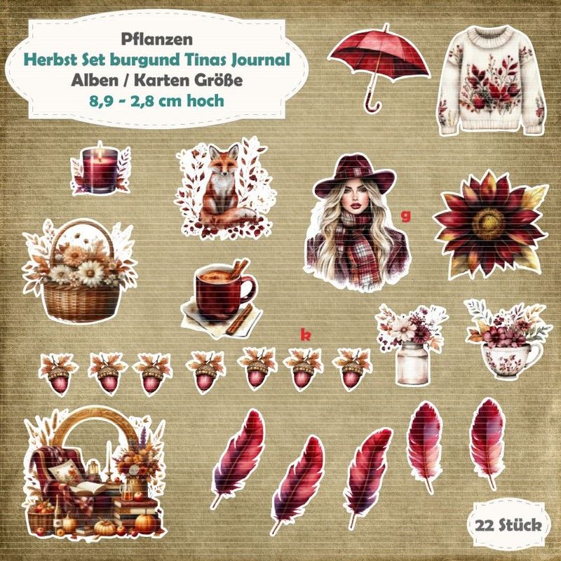 Herbst Set burgund Tinas Journal - 210g - Alben / Karten / Größe - 22 Stanzteile - Die Cuts Herbst Set burgund Tinas Journal - 210g - Alben / Karten / Größe - 22 Stanzteile - Die Cuts
