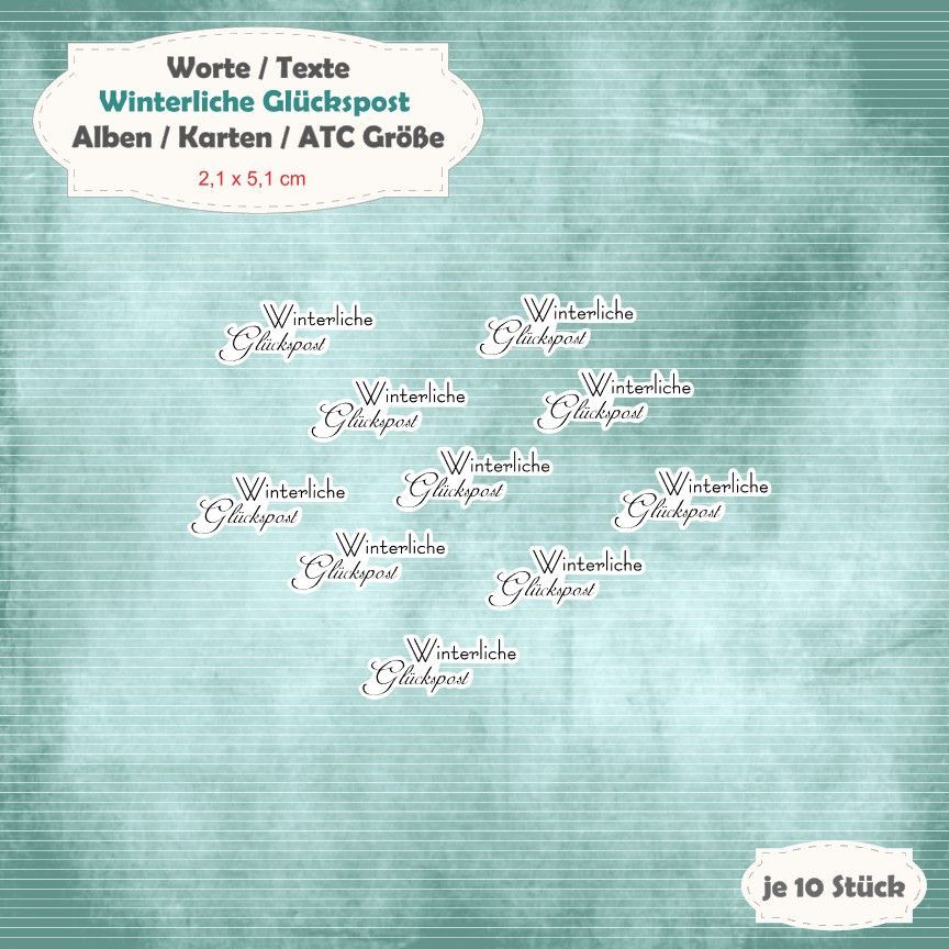 Winterliche Glückspost  210g - Textschilder - Alben / Karten / ATC Größe - 10 Stanzteile - Die Cut*