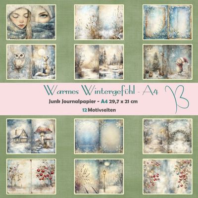 Warmes Wintergefühl - Junk Journal Seiten - A4 - 12 Seiten Warmes Wintergefühl - Junk Journal Seiten - A4 - 12 Seiten