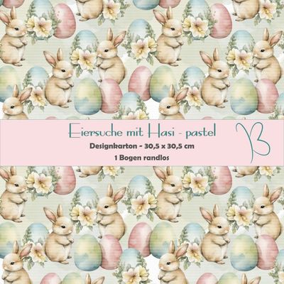 Eiersuche mit Hasi - pastel - Designkarton - 30,5 x 30,5 cm - randlos - 1 Bogen*