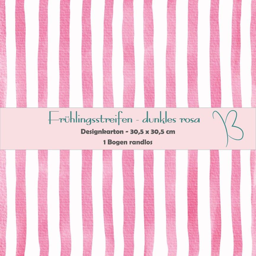 Frühlingsstreifen - dunkles rosa - Designkarton - 30,5 x 30,5 cm - randlos - 1 Bogen