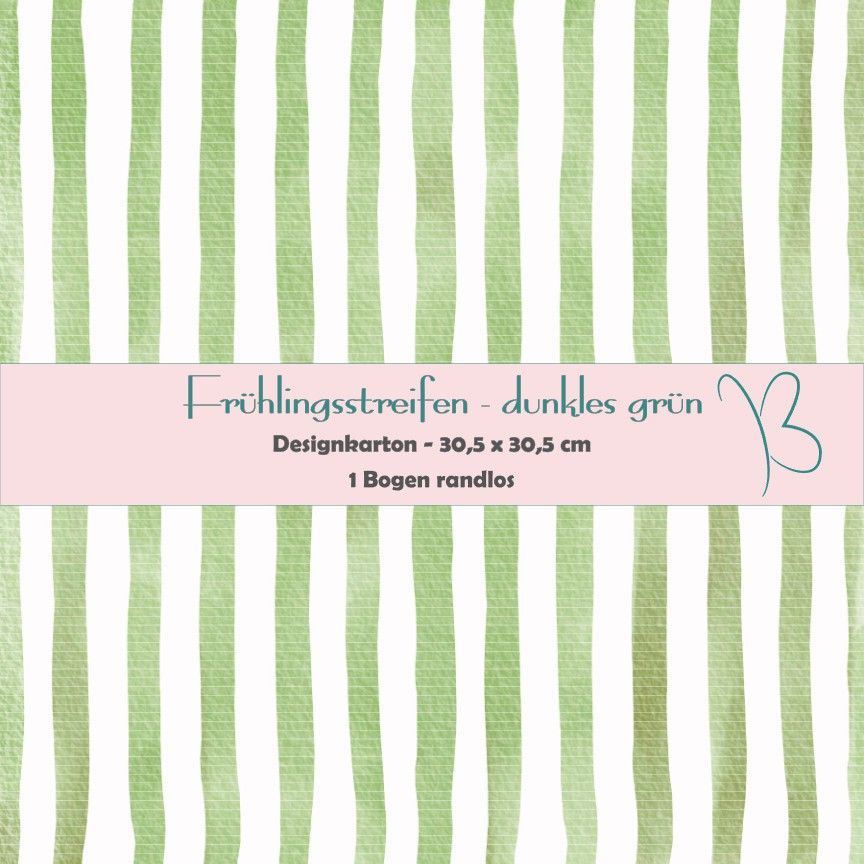 Frühlingsstreifen - dunkles grün - Designkarton - 30,5 x 30,5 cm - randlos - 1 Bogen