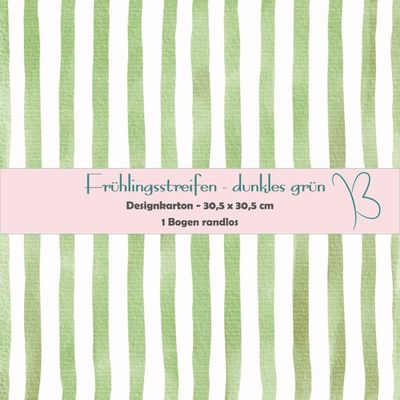 Frühlingsstreifen - dunkles grün - Designkarton - 30,5 x 30,5 cm - randlos - 1 Bogen