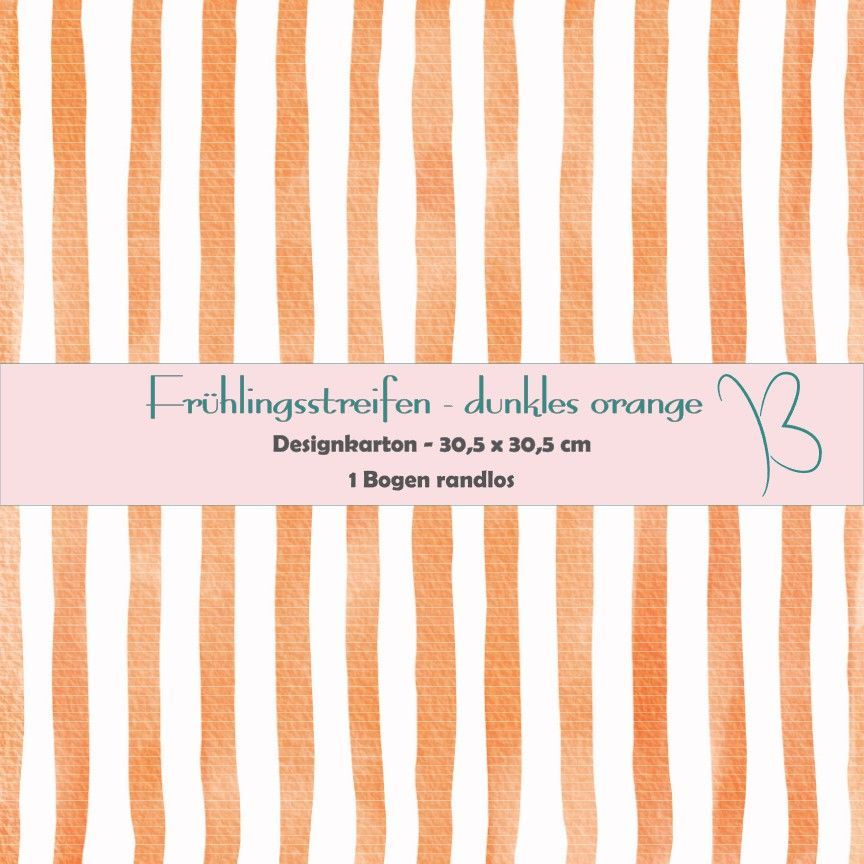 Frühlingsstreifen - dunkles orange - Designkarton - 30,5 x 30,5 cm - randlos - 1 Bogen