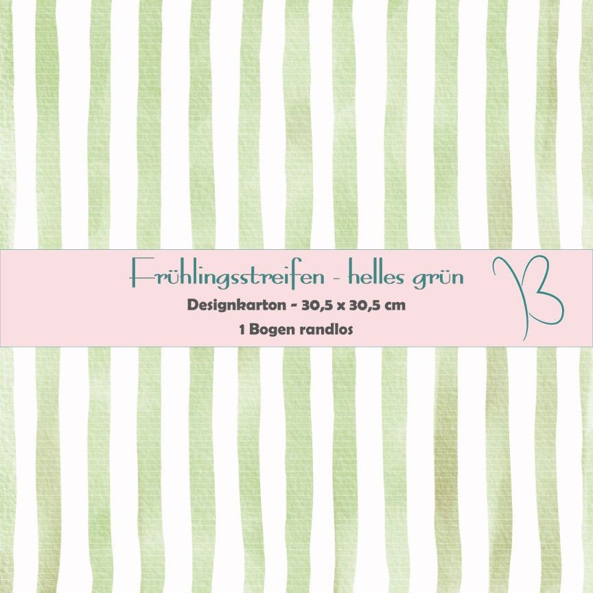 Frühlingsstreifen - helles grün - Designkarton - 30,5 x 30,5 cm - randlos - 1 Bogen