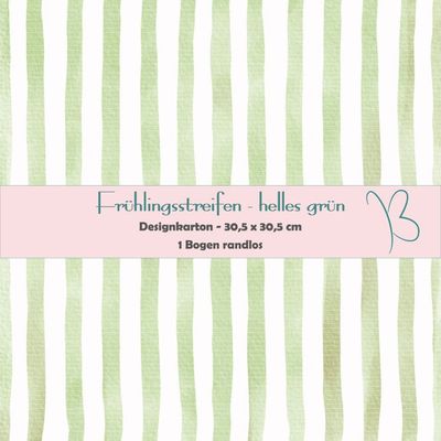Frühlingsstreifen - helles grün - Designkarton - 30,5 x 30,5 cm - randlos - 1 Bogen Frühlingsstreifen - helles grün - Designkarton - 30,5 x 30,5 cm - randlos - 1 Bogen