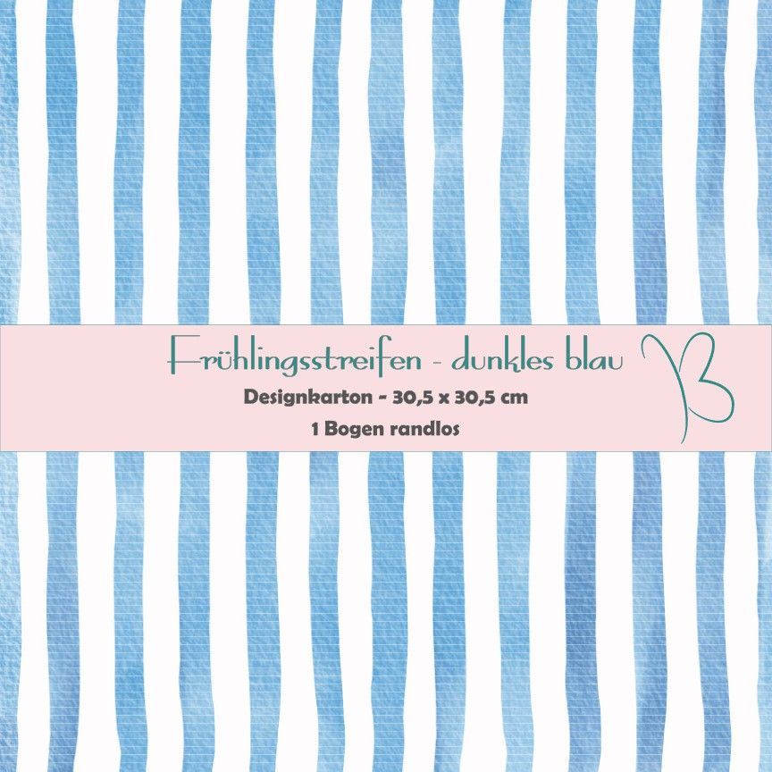 Frühlingsstreifen - dunkles blau- Designkarton - 30,5 x 30,5 cm - randlos - 1 Bogen